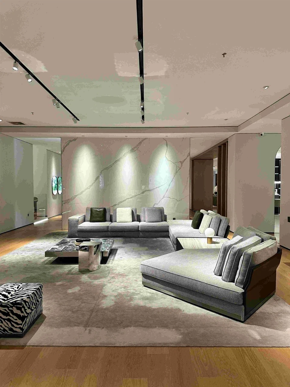 Tan Fabric Modern Sofa